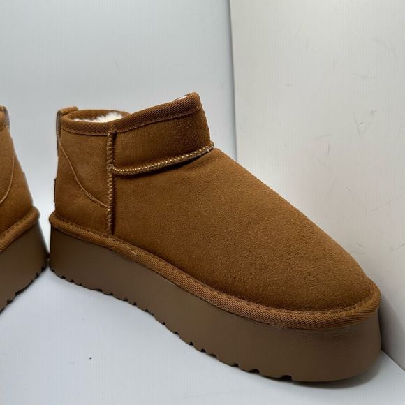 YSP Women's Genuine pull on platform boot 10 CHESTNUT - Picture 6 of 7